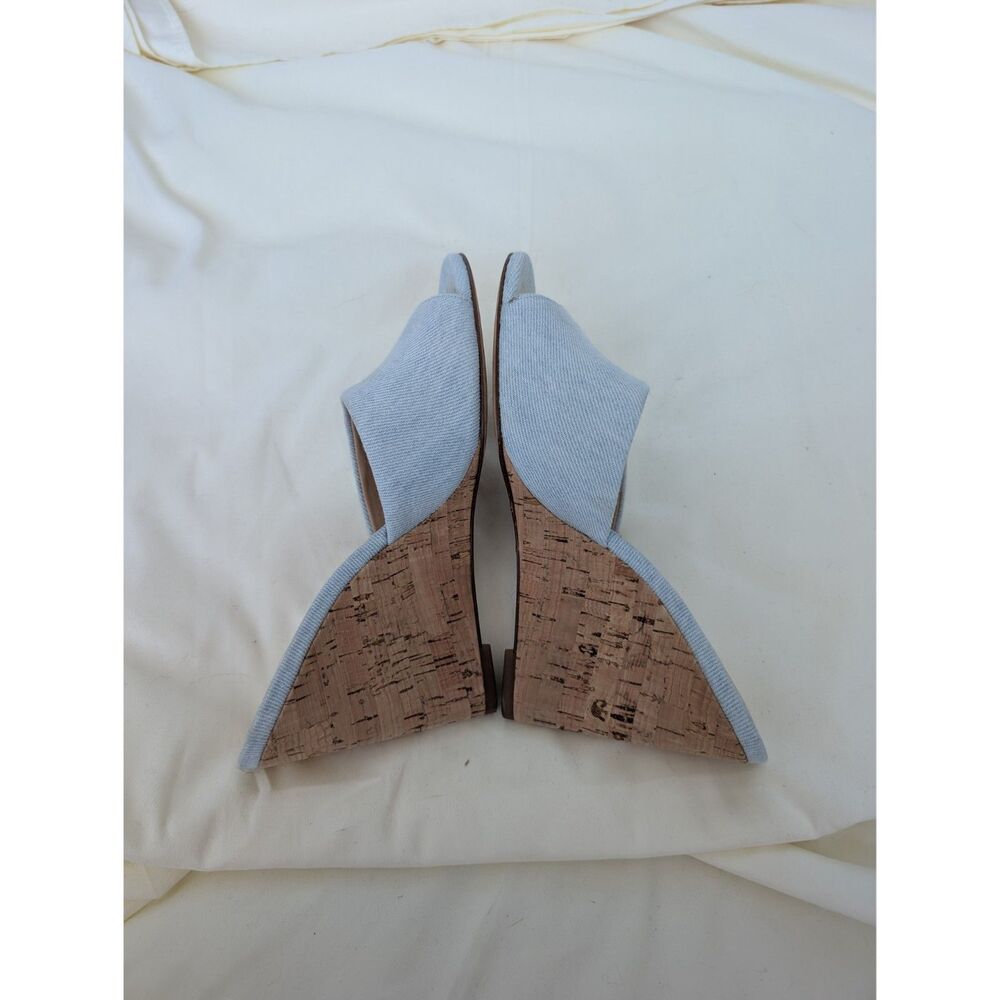 Veronica Beard Dali Slide Wedge Sandals Shoes Light Blue Denim Sz 6.5M - Picture 2 of 16